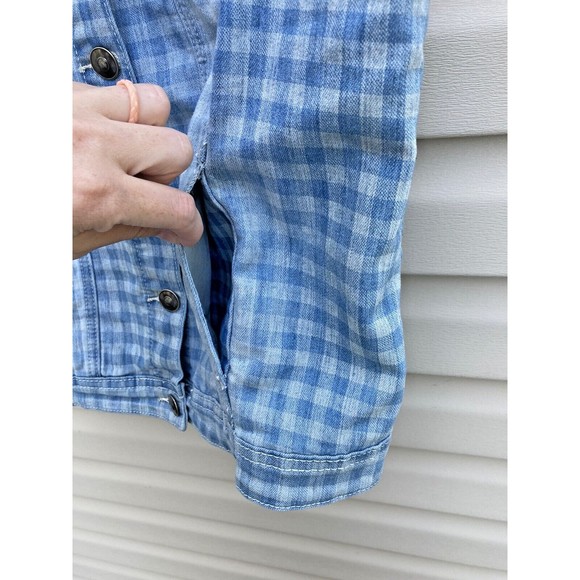 Baccini Denim Vest Womens Large Blue Checkered Button Front - Picture 6 of 8